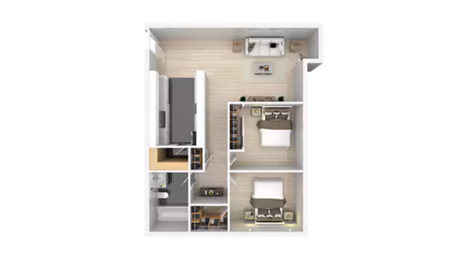 Two bedroom One bath 3091 floor plan
